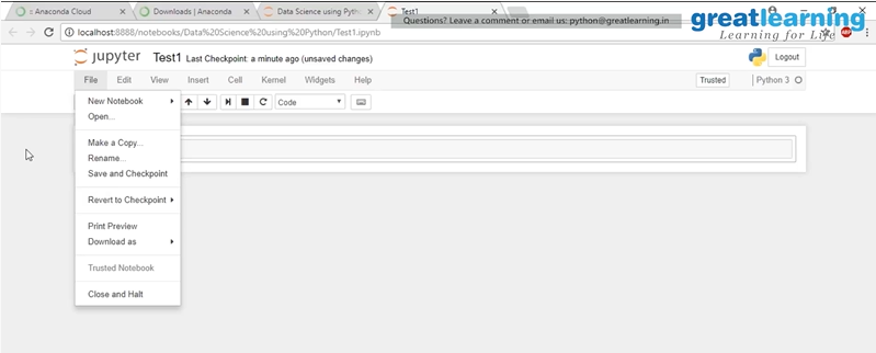 File options in Jupyter notebook - python tutorial for beginners