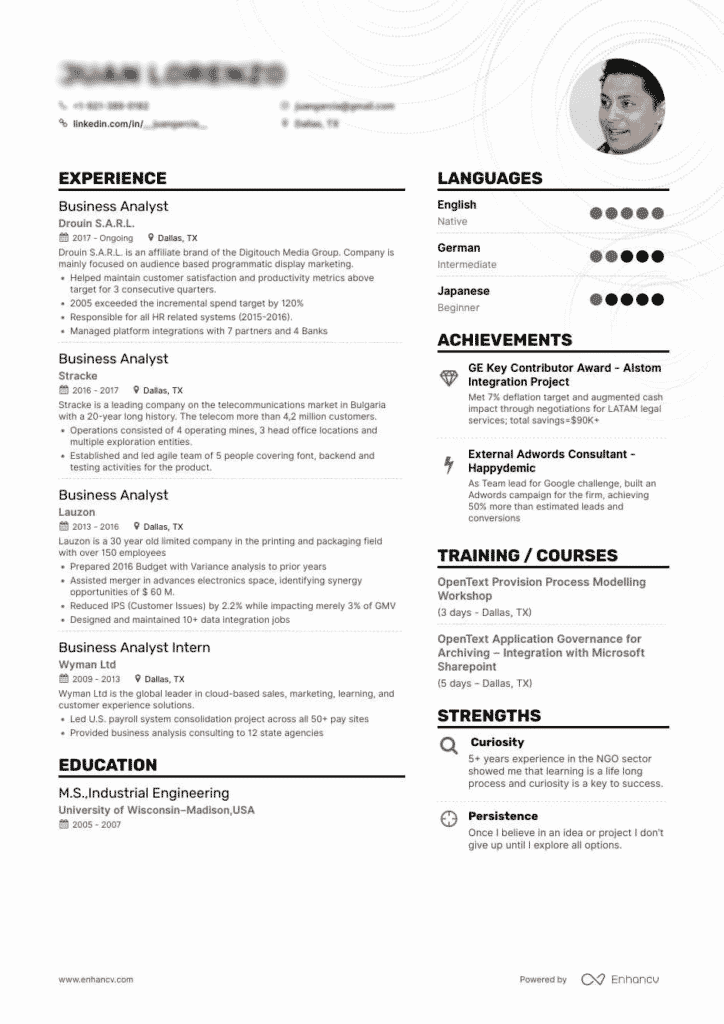 business analyst resume