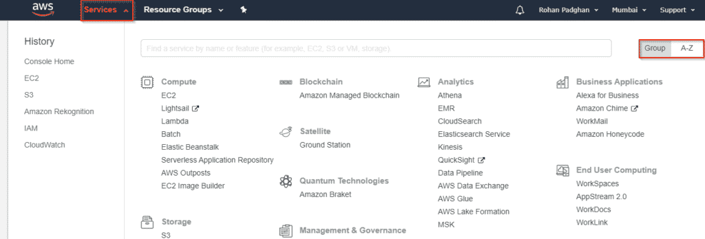 6 - AWS Management Console - Great Learning