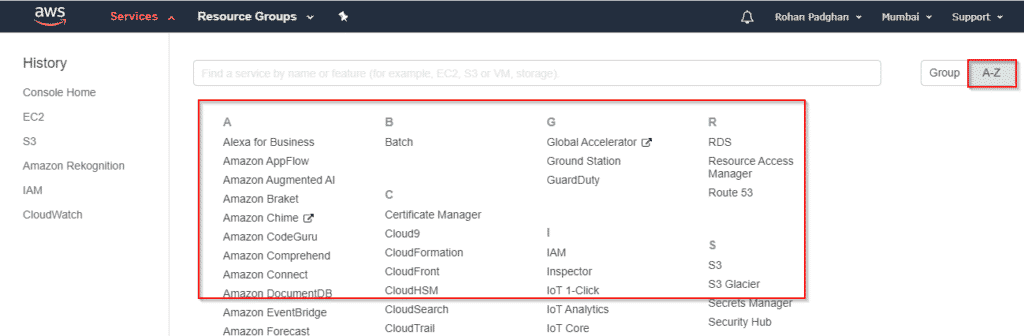 7 - AWS Management Console - Great Learning