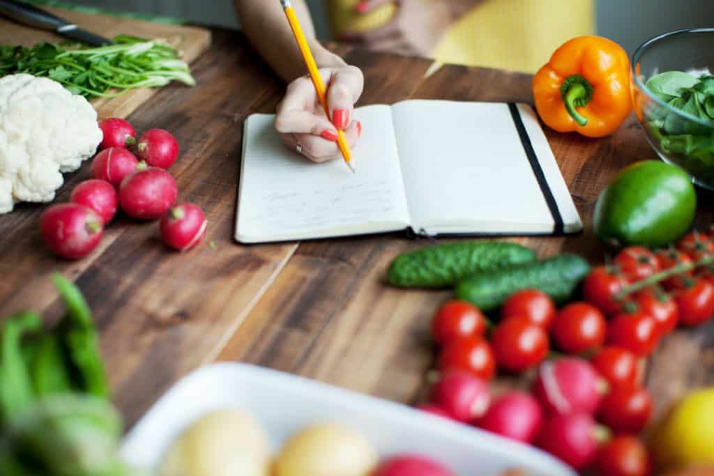 Home chef preparing a list of required items for the upcoming meals