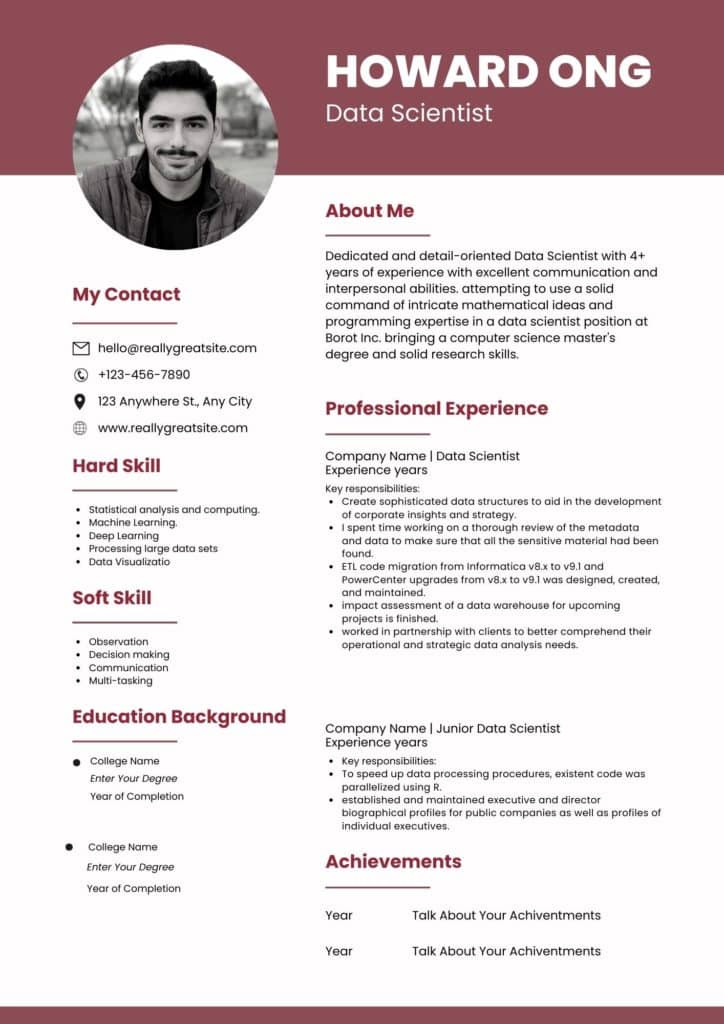 Data Science Resume For Experienced Professional