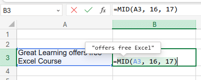 Example of MID Function