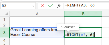 Example of RIGHT Function