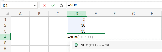 Example of SUM Function